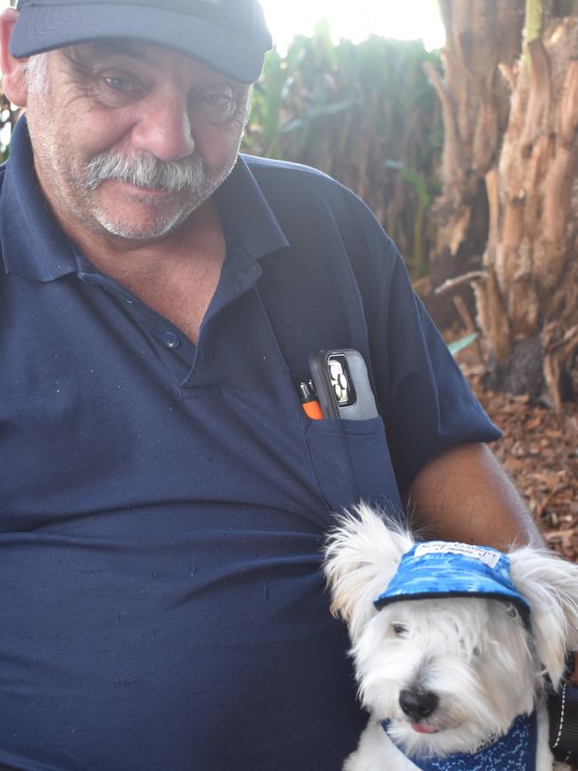 Ipswich 2023 Dog Day at Nicholas Street Precinct pictured is Garry Webster with dog Teddie