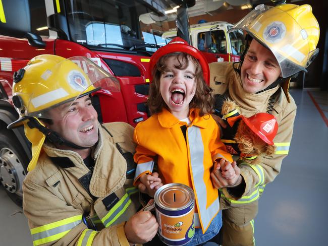 Arielle, the face of the Good Friday Appeal, at Rowville CFA. Picture: Alex Coppel