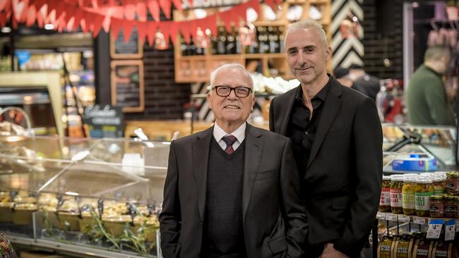 Nick Chapley and son Spero, who run the award-winning Foodland Frewville and Pasadena supermarkets. Picture: Roy VanDerVegt