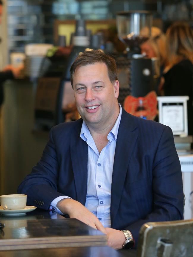 Mackellar MP Jason Falinski a day after he was elected to parliament enjoying a cup of coffee at a Collaroy cafe. Picture: Adam Ward