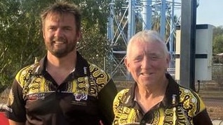 New Nightcliff Tigers coach Leigh Crossman with club president Graeme Shaw. Picture: NTFC