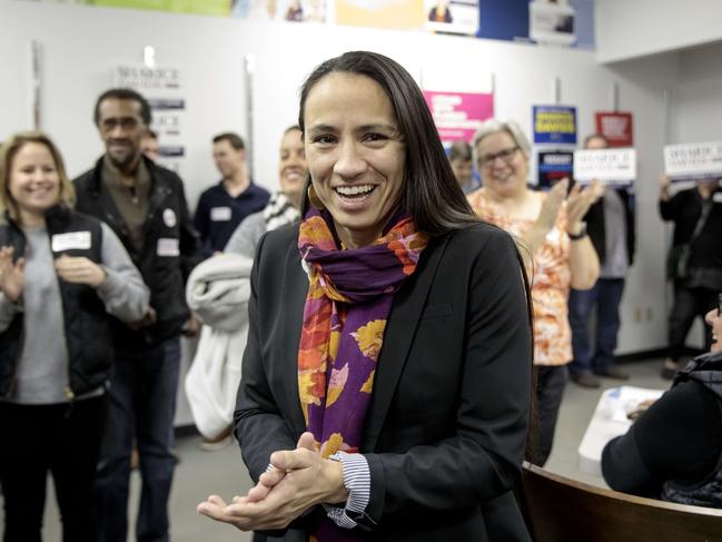 Sharice Davids on the hustings in Kansas. Picture: Whitney Curtis/Getty Images/AFP