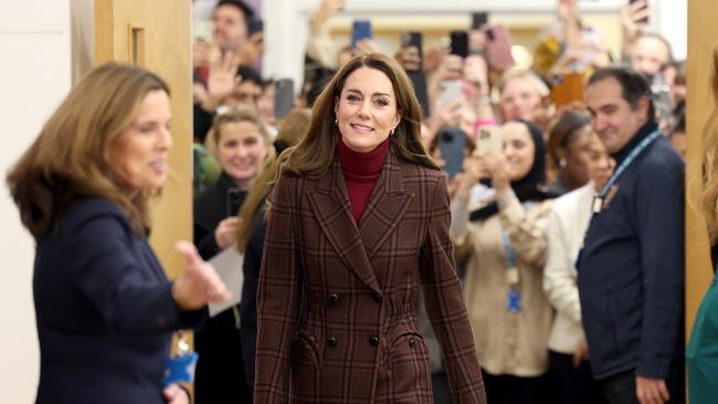 Catherine arrives for her visit to The Royal Marsden Hospital. Picture: Getty Images.