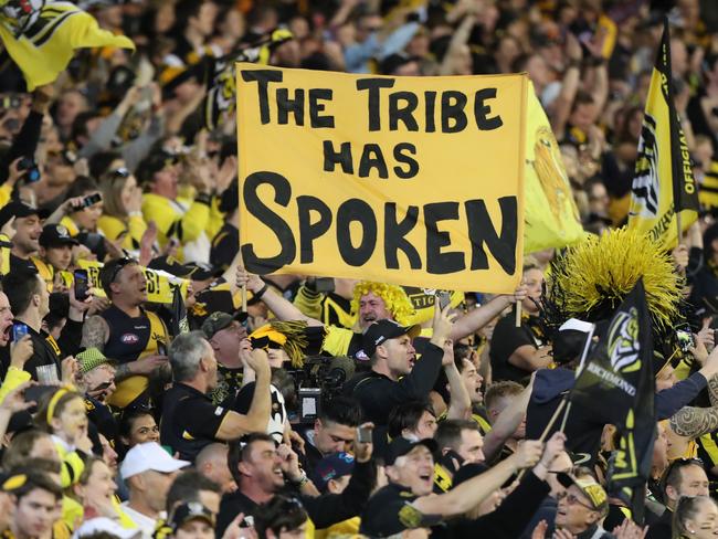 Richmond wins. and fans react. Picture: Alex Coppel