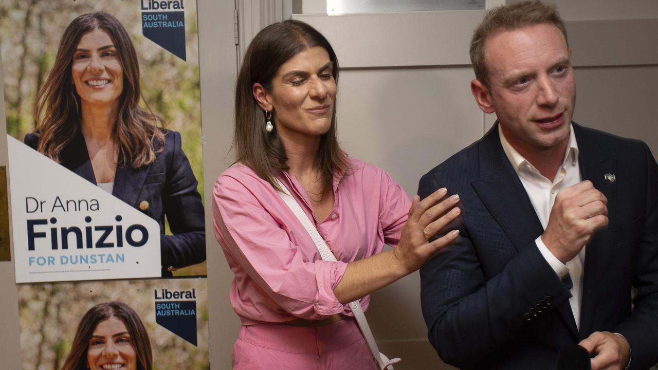 Anna Finizio and Liberal leader, David Speirs at the Dunstan by-election function. Picture: Brett Hartwig