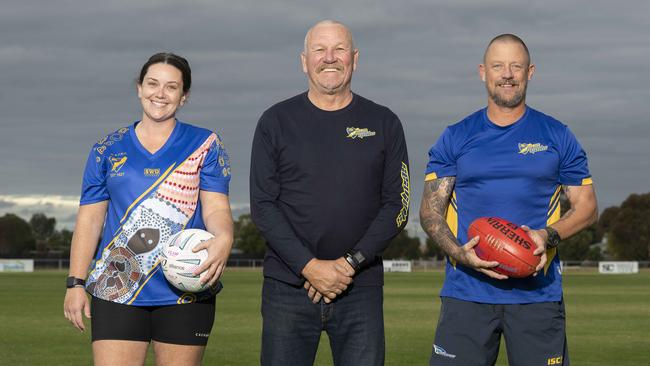 North Shore netball director Edwina Wilkens, president Maryian Szponar and football coach Mark Hounslow. Picture: Phil Yeo