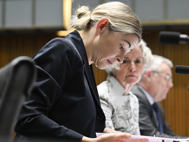 Clare Sharp appears before the estimates hearing. Picture: NewsWire/Martin Ollman