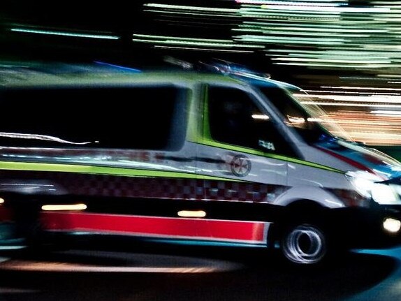 Ambulance night lights, QAS ambos paramedics stock image