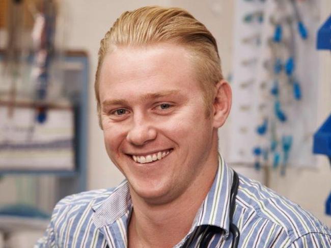 ‘I’m blonde, I’m a vet, but I’m nowhere near as good-looking as Chris Brown,’ says Dr Chris Stott, the new vet in reality series Village Vets. Picture: Supplied