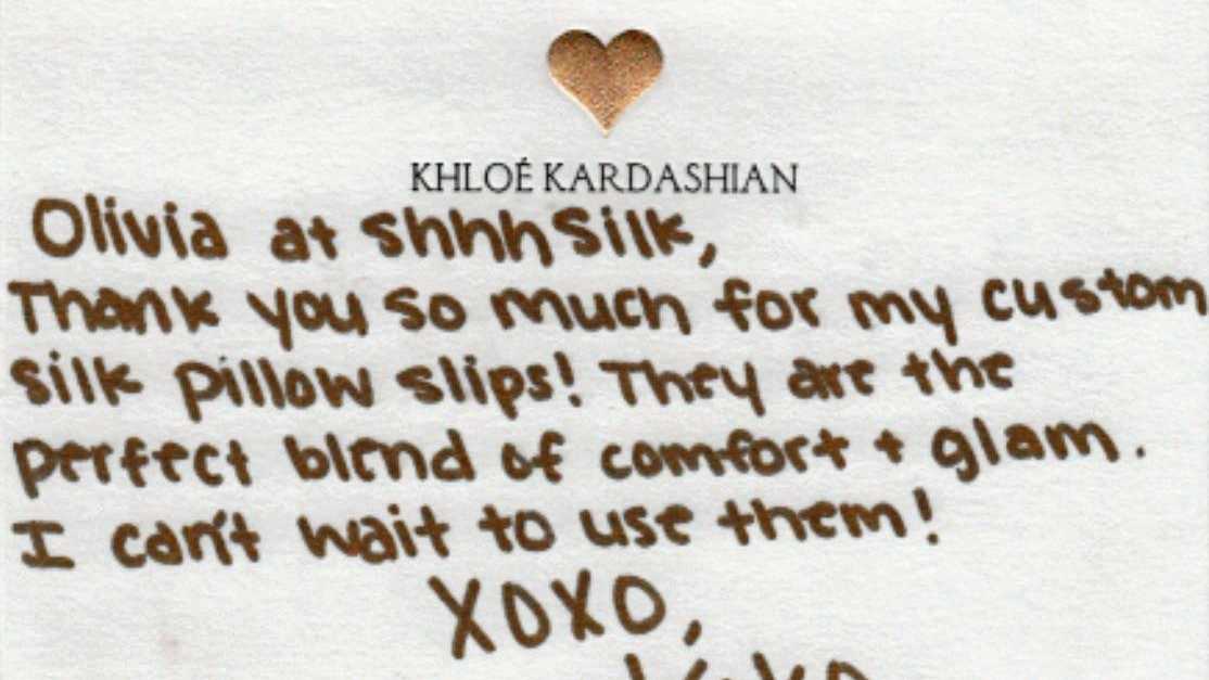 Khloe Kardashian penned a thank you note to co-founder of Shhh Silk, Olivia Carr. Picture: CONTRIBUTED