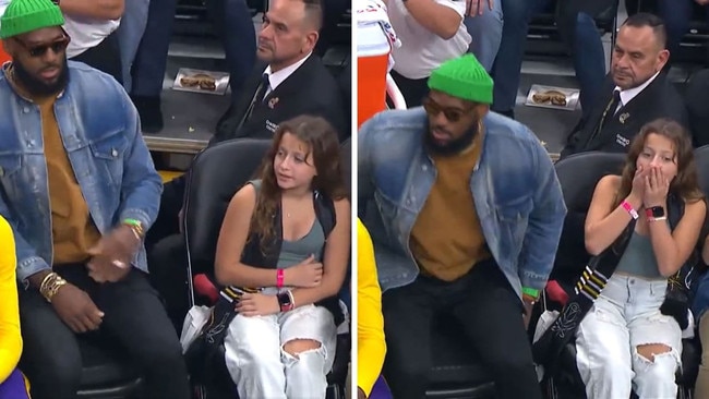 That moment when LeBron James unexpectedly sits next to you. Picture: ESPN