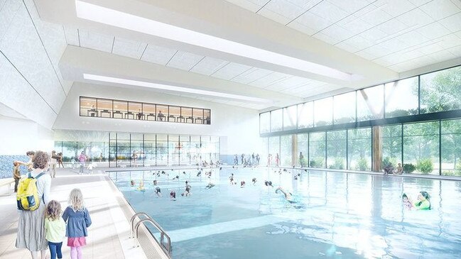 An artists impression of the new swimming pool proposed by the Adelaide Crows at North Adelaide. Picture: Supplied