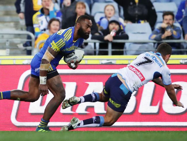 Semi Radradra steamrolls Ash Taylor.