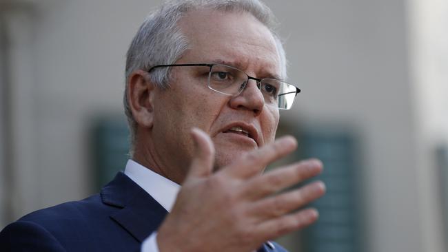 Australian Prime Minister Scott Morrison addresses the media at a press conference at Kirribilli House. Picture: NCA NewsWire / Nikki Short