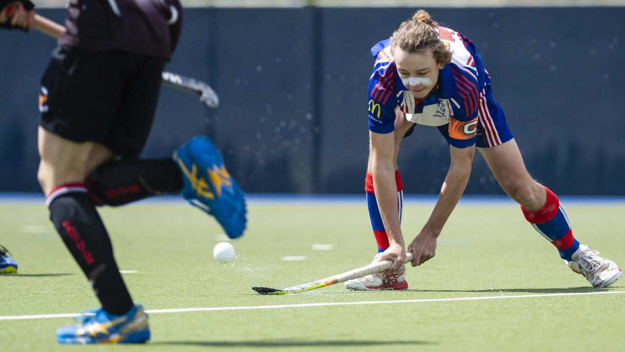Rangeville captain Callum McCurley Ault against Past High in J1 boys grand final hockey at Clyde Park, Saturday, September 10, 2022. Picture: Kevin Farmer