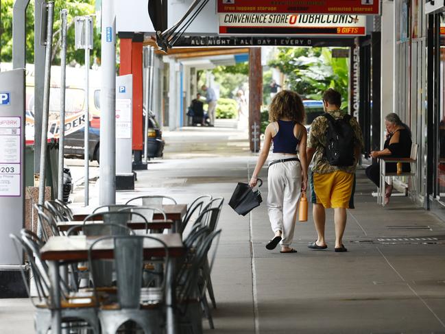 The Cairns CBD has been underutilised since the Covid-19 pandemic, with tourism taking a significant hit and businesses having employess working from home. An empty Lake Street in the Cairns CBD. Picture: Brendan Radke