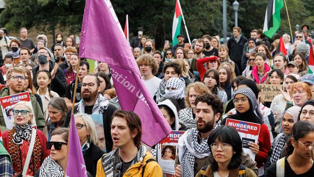 Hundreds attend the rally at The University Sydney on Friday. Picture: NCA NewsWire / David Swift