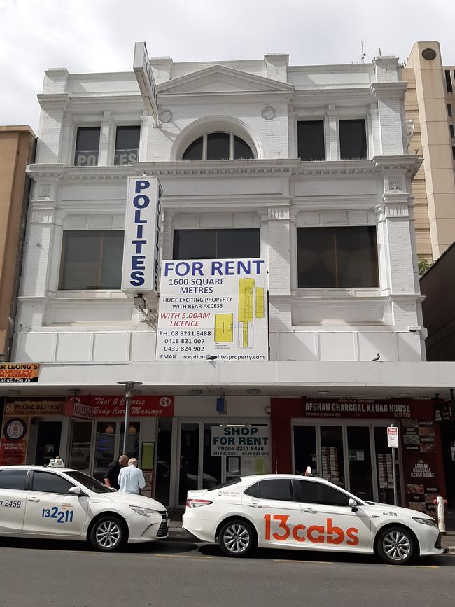 Vacant shopfront on Hindley Street. Picture: Giuseppe Tauriello