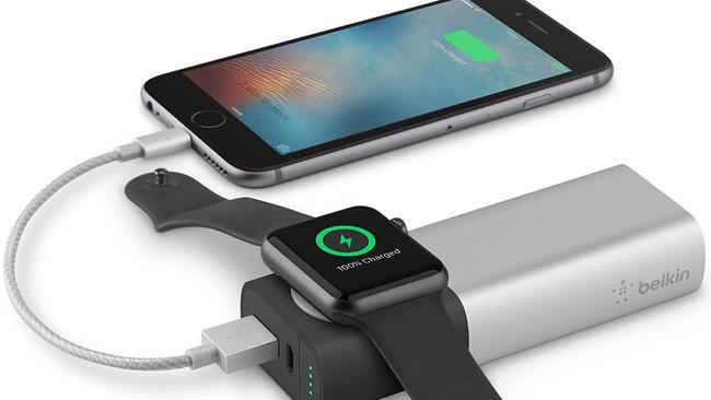 The Belkin Valet Charger is a 6700mAh battery pack that can charge your smartphone and Apple Watch at the same time. Picture: Supplied