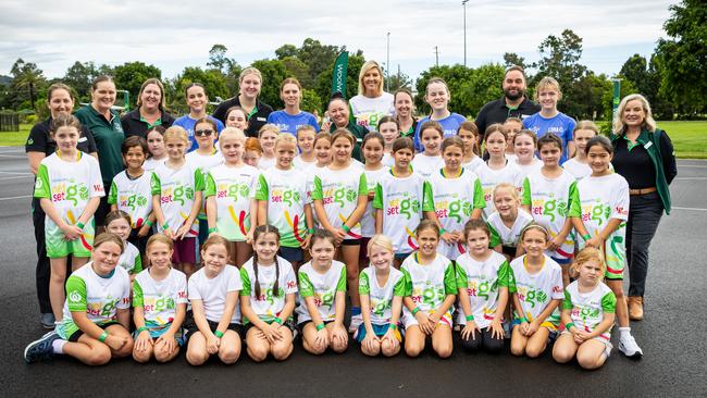 Lismore and District Netball Association NetSetGo kids back on home turf after their clubhouse was rebuilt, with help from a grant from Woolies. Picture: Supplied