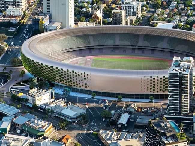 Gabba Olympic Precinct stadium render, designed by HAL Architects