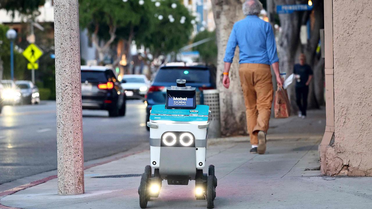 This AI autonomous delivery robot delivers food and other smaller items in parts of the Los Angeles area in the US. Picture: Mario Tama / Getty Images North America / Getty Images via AFP