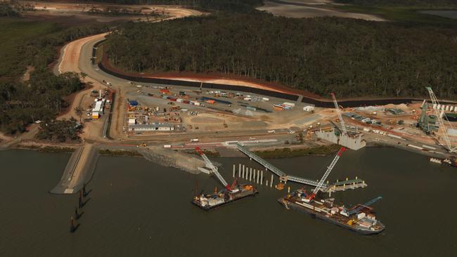 Aerial view of Gladstone Harbour, Queensland, in the World Heritage listed area where the nation's biggest dredging operation was conducted as part of the $30 billion Curtis Island LNG project.