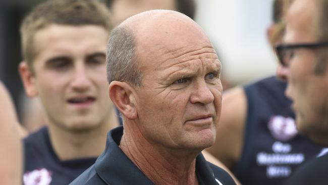 Southern Football League: Noarlunga v Flagstaff Hill. Noarlunga Coach Barry Pilmore. 13 April 2019. (AAP Image/Dean Martin)