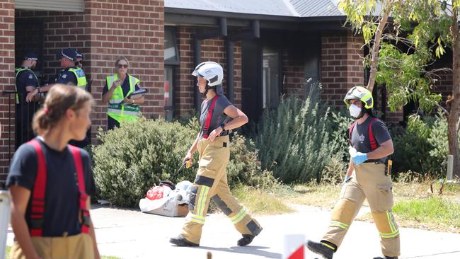 Unit fire in Ulladulla St, Norlane on Sunday. Picture: Mark Wilson