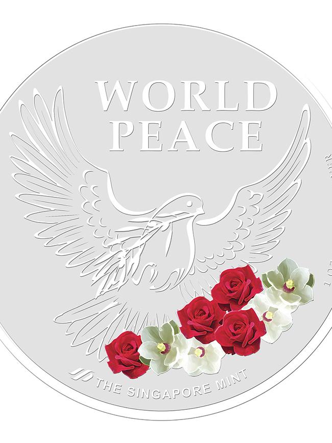 The inscription 'World Peace' is on the other side. Picture: AFP/The Singapore Mint