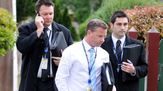 Police at Mr Bailey’s home. Picture: Andrew Henshaw