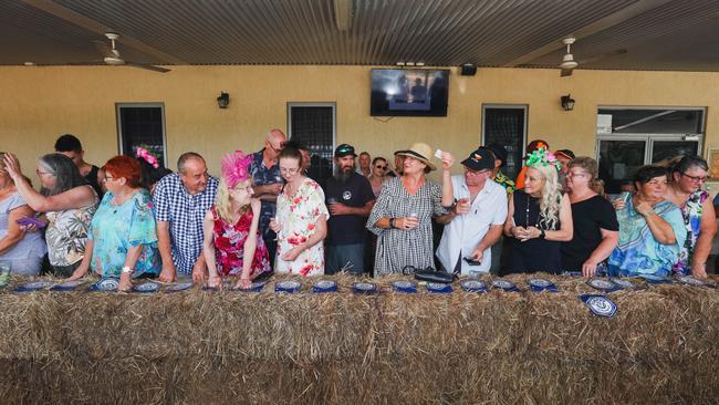 Punters trackside for the croc races at the Berry Springs Tavern. Picture: Glenn Campbell