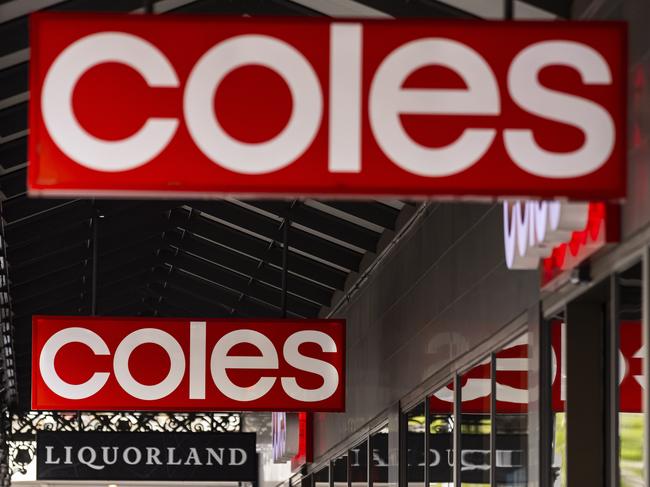 MELBOURNE, AUSTRALIA - NewsWire Photos October 15, 2021:  Signage for Coles is seen in Richmond, Melbourne, Victoria. Picture: NCA NewsWire / Daniel Pockett