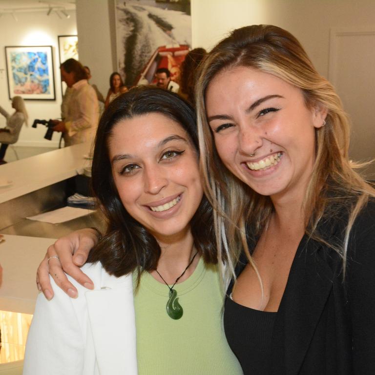 Maria-Jose Cousino and Skye Van der Loon at the opening of FINEPRINTCO Luxury Art Bar at The Brickworks, Southport. Picture: Regina King