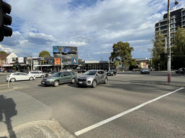 The Kew junction intersection is certainly a busy one, with cars, trams and cyclists all trying to move around. Picture: Athos Sirianos