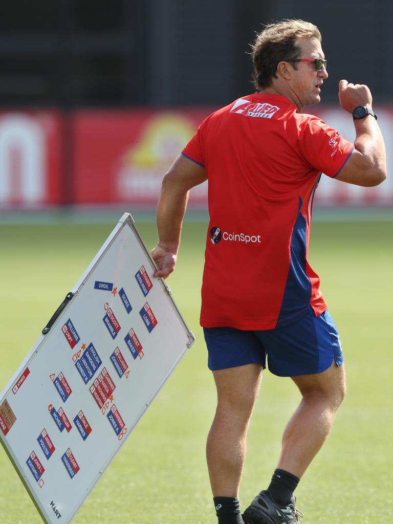 Luke Beveridge on Wednesday. Picture: David Crosling