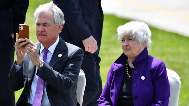 Federal Reserve board of governors chair Jerome Powell and US Treasury Secretary Janet Yellen. Picture: AFP