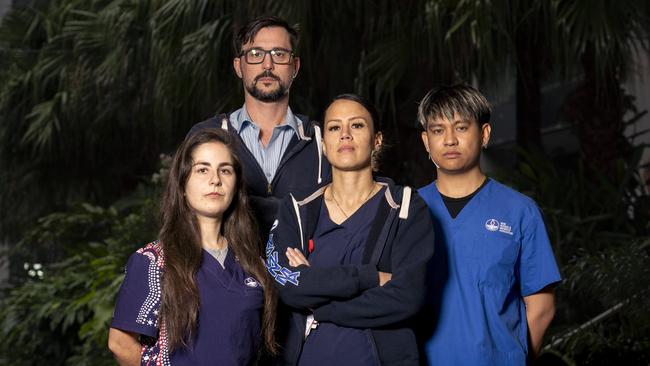 Nurses Lisa Phillips, Nick Howson, Debra-Marie Hallet and Justin del Prado at Westmead Hospital. Photo: Tom Parrish