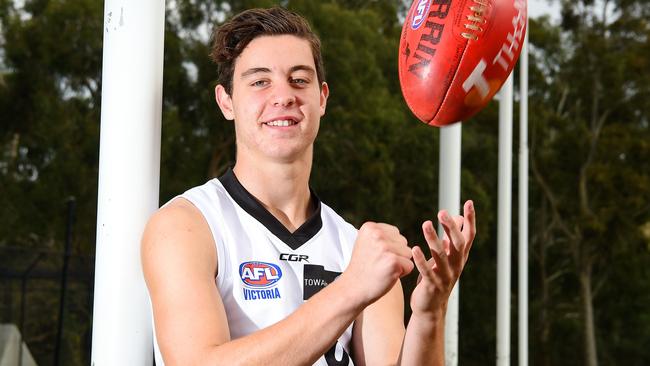 Nick Coffield is captaining Northern Knights’ TAC Cup team this year. He is pictured at his junior club’s oval in Eltham. Picture: Josie Hayden