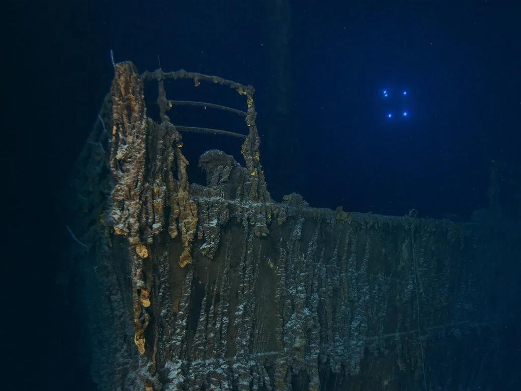 RMS Titanic’s 2023 expedition to the wreck site revealed a section of the railings on the ship’s iconic bow deck was discovered to have broken off. Picture: RMS Titanic