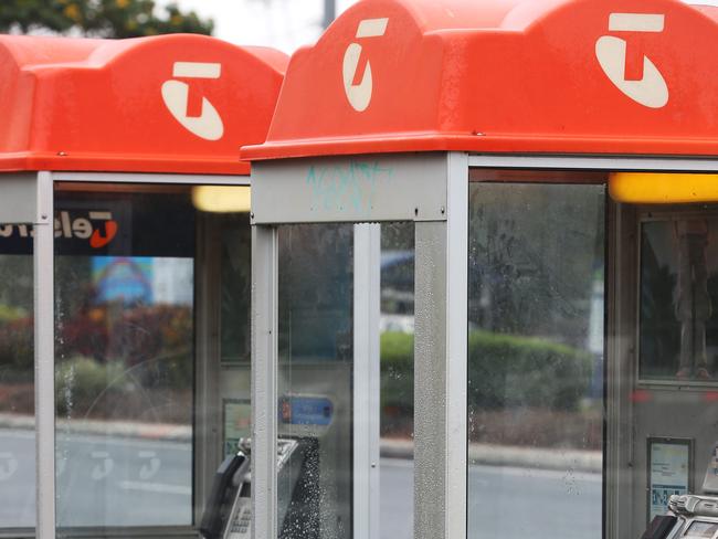 General, generic photo of a Telstra public payphone (telephone box).