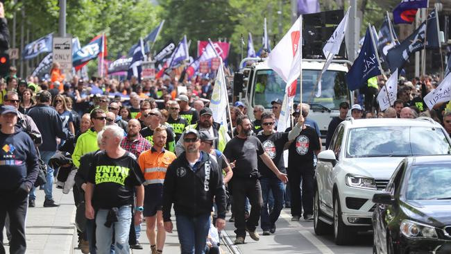 Victorians march in the Change the Rules protest. Picture: Alex Coppel