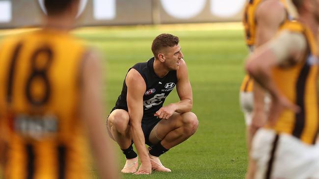 It was a rough day at the office for Liam Jones and the Carlton defence. Picture: Getty Images