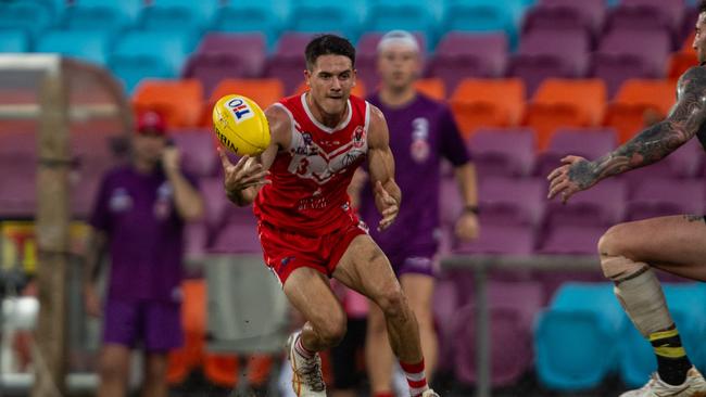 Brodie Carroll in the Waratah vs Nightcliff Tigers 2023-24 NTFL men's qualifying final. Picture: Pema Tamang Pakhrin