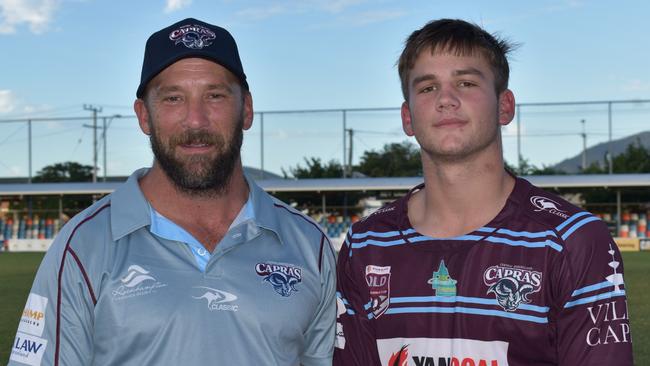 CQ Capras under-18 coach Kane Hardy with skipper Jai Hansen.