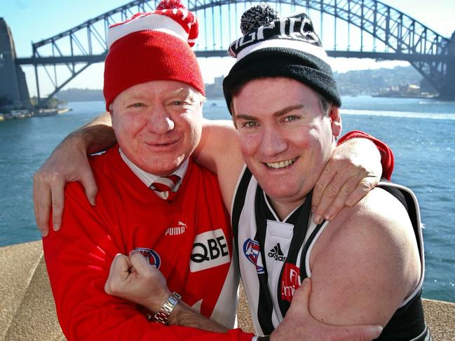 Collingwood president Eddie McGuire and Sydney Swans chairman Richard Colless during promotion for the Sydney v Collingwood game.