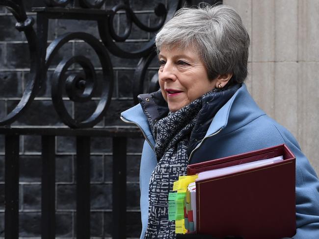 Britain's Prime Minister Theresa May leaves 10 Downing street for the weekly Prime Minister Question (PMQ) session in the House of Commons in London on March 27, 2019. (Photo by Paul ELLIS / AFP)