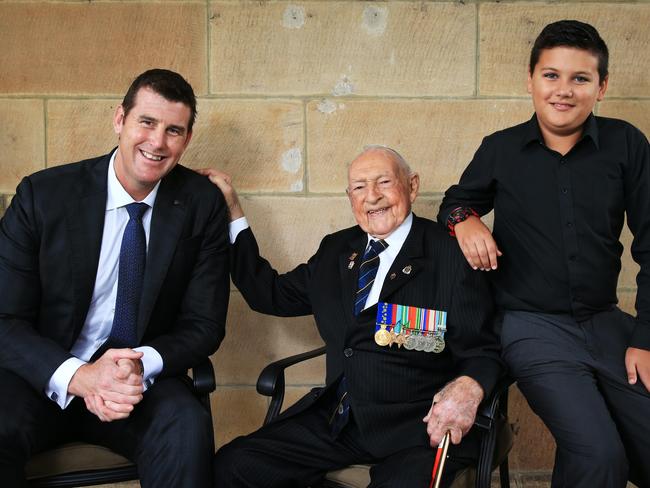 Ben Roberts-Smith VC with Luke Gavin's son Joshua and Kokoda veteran David 'Dick' Payton / Picture: Toby Zerna