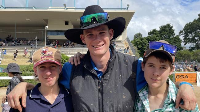 L-R: Kadel Heaton, Jack Long and Wyatt Heaton at the Gympie Show 2025.