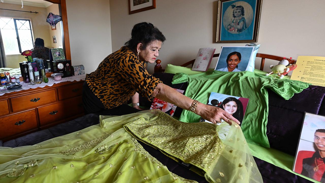 Shirley has kept her children’s bedrooms the same all these years. Here she tucks a picture of her daughter Sidhi into bed. Picture: Lyndon Mechielsen/Courier Mail